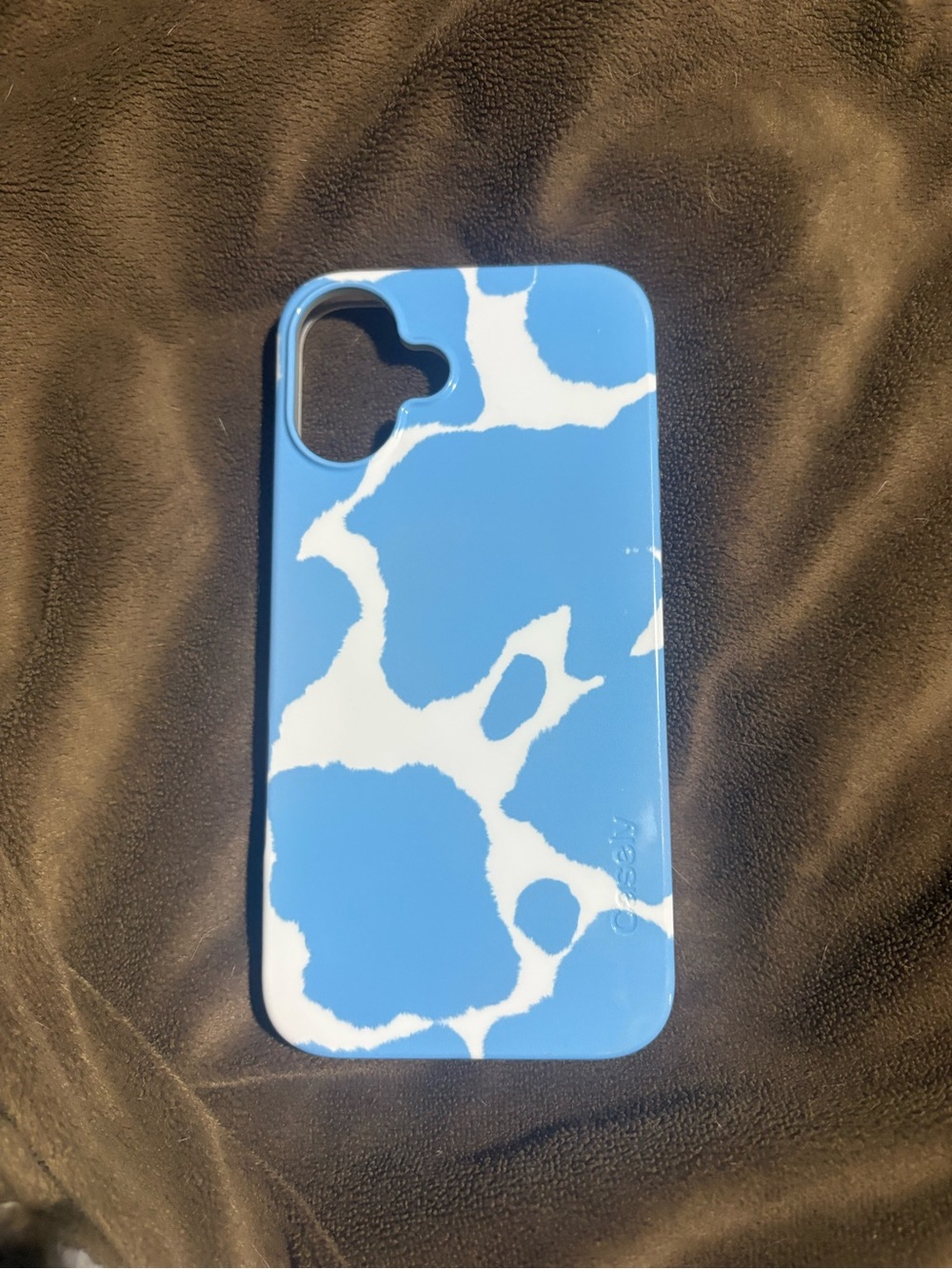 Blue and White Cow print iPhone 16 Plus Case